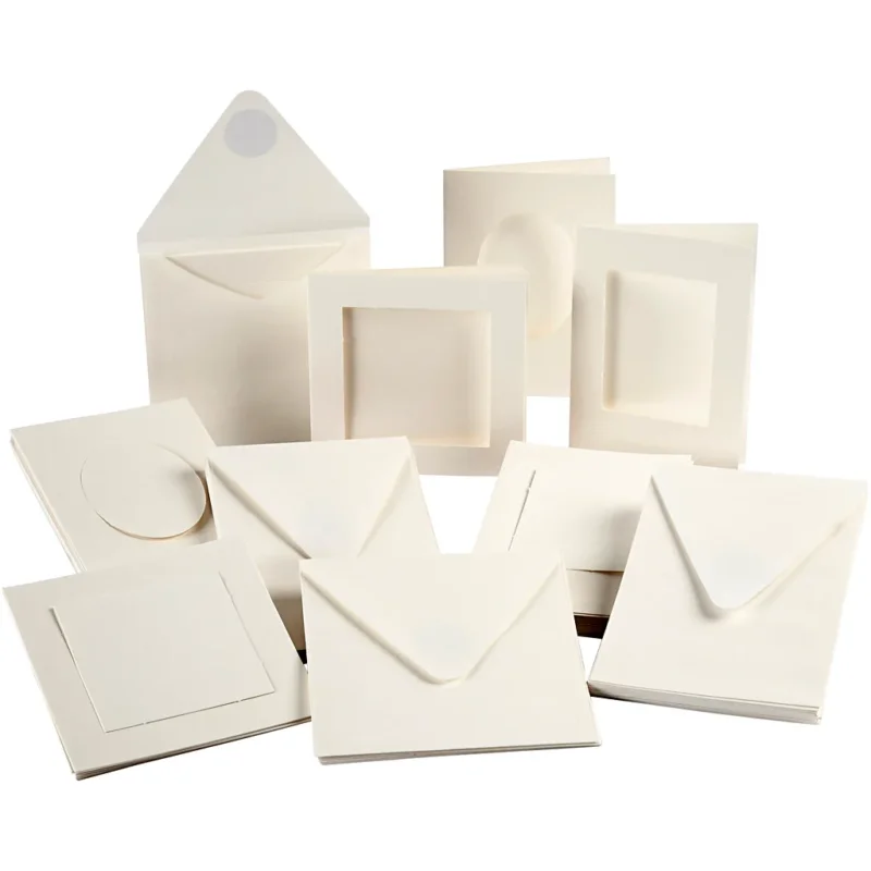 Passepartout Card, card size 10,5x15 + 12,5x12,5 cm, Content may vary , off-white, 50 set