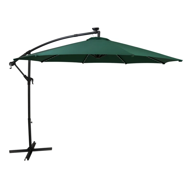 LED Ausleger-Sonnenschirm 3m - Grün
