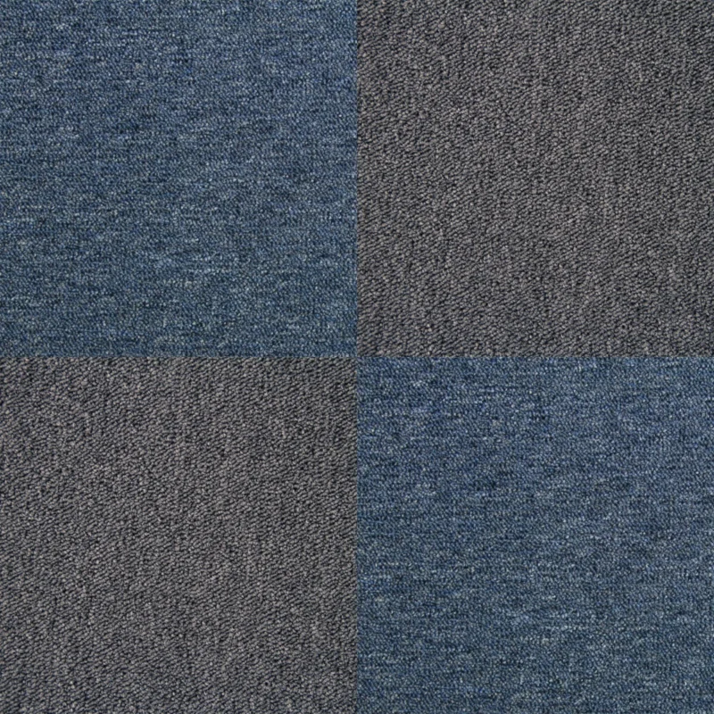 Teppichfliesen in Kohle-Schwarz und Sturmblau, 50 x 50 cm, mit strukturiertem, weichem Material, ideal für stilvolle Bodenbeläge in Wohnräumen