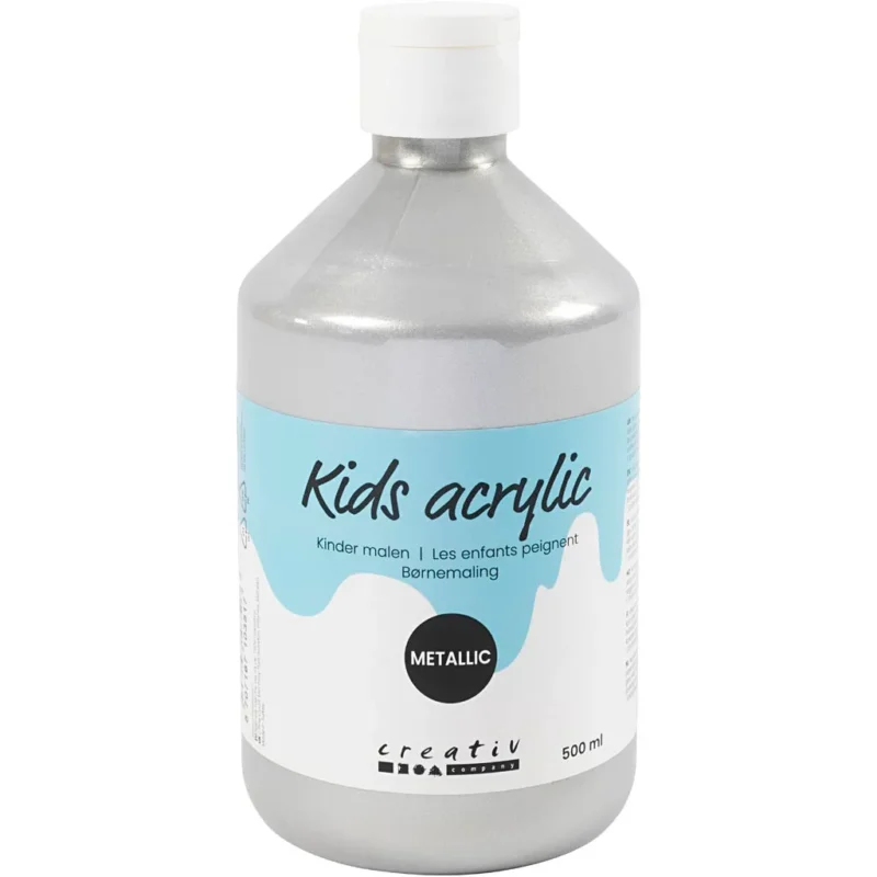 Acrylic Paint Metallic, metallic, silver, 500 ml/ 1 bottle