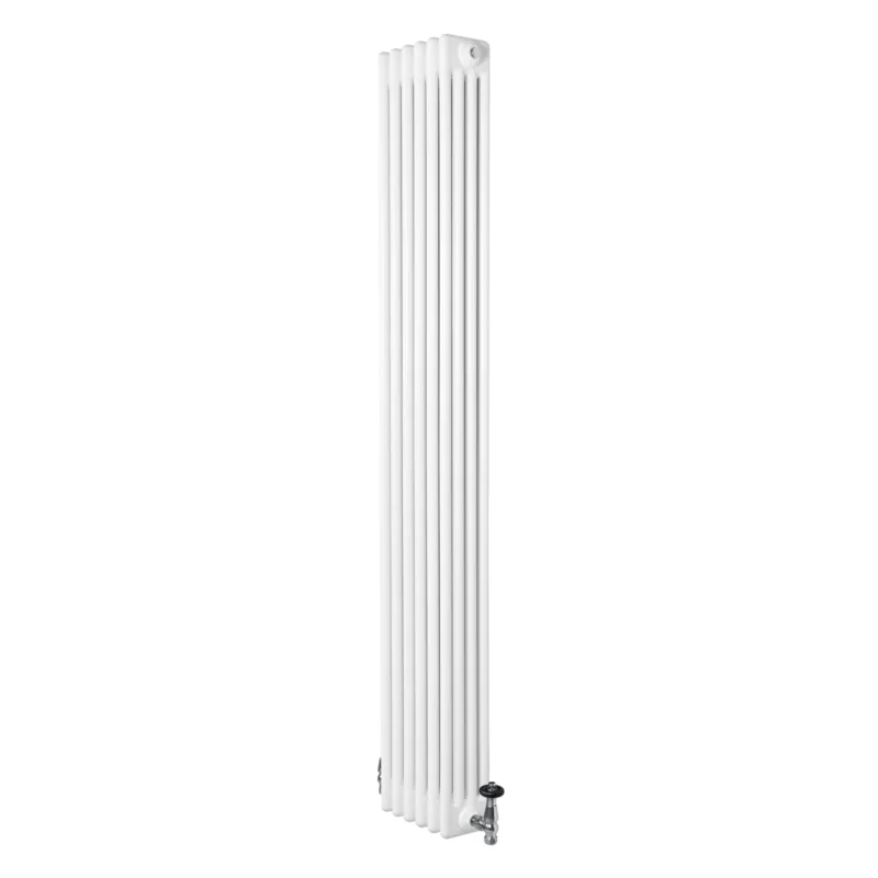 Röhrenheizkörper 4 Säulen mit TRV Chromventile – 1800mm x 290mm – Weiß