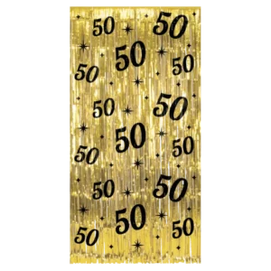50 Jaar Deurgordijn Goud Zwart van Paper Dreams koop je bij Partywinkel