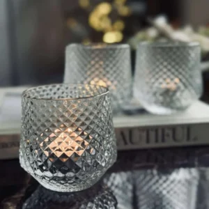 Kerzenhalter aus klarem Glas - Set mit 3 Stück