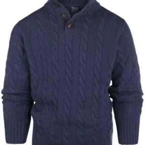 Polo-Pullover aus Kaschmir-Merinowolle | Denimblau