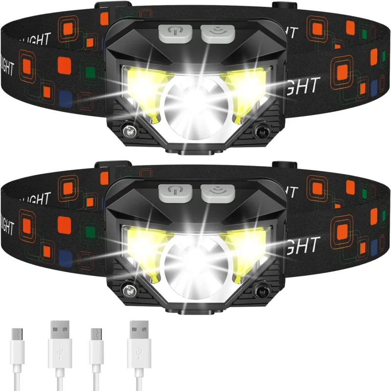 BowLift | LED-Stirnlampe | Wiederaufladbar, Wasserdicht, Bewegungssensor | 2er-Set