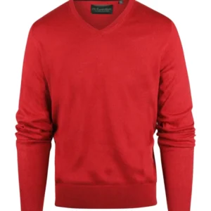 Pullover mit V-Ausschnitt, Baumwolle/Kaschmir | Rot