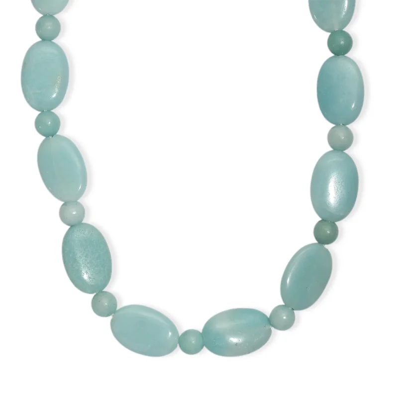 EVER TRUE Amazonit Halskette ca. 45 cm + 2.5 cm Extender, Nickelfreies Messing platiniert ca. 210.00 ct