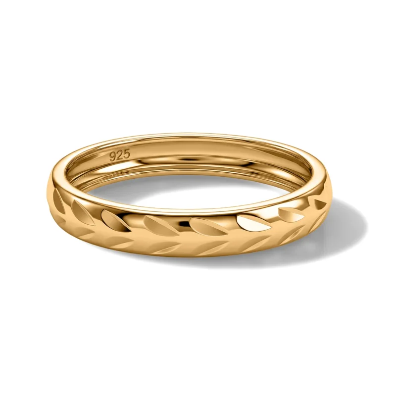 Diamantschliff Ring, 925 Silber vergoldet, (Größe 17.00)