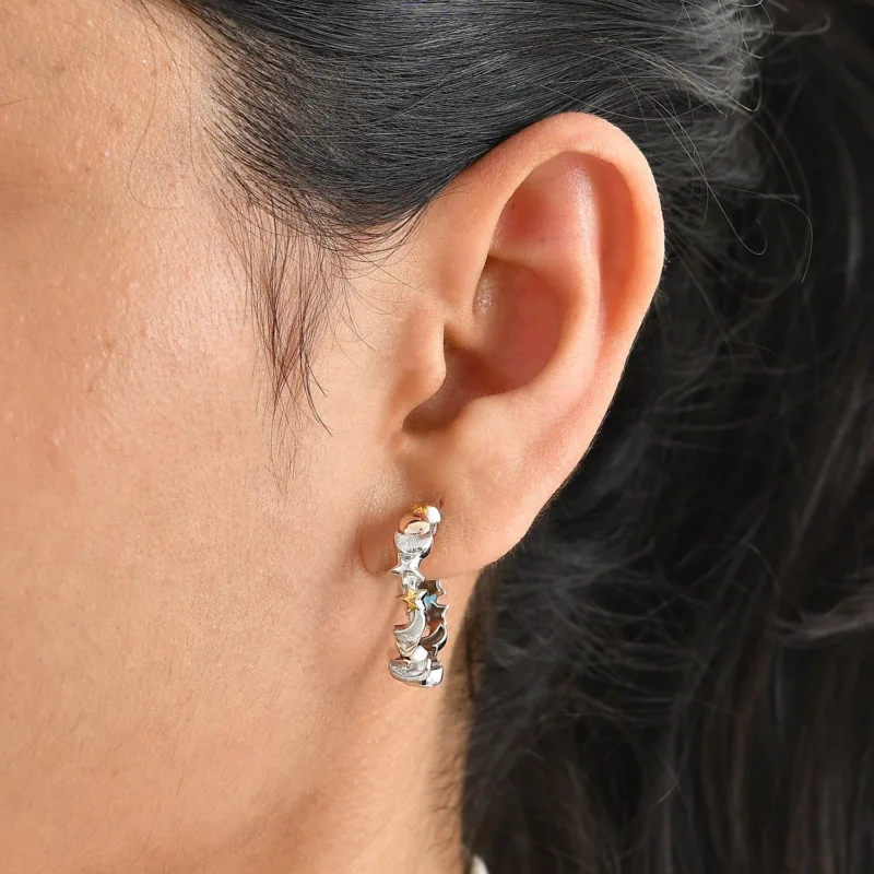 GP - Kanchanaburi Blauer Saphir Ohrringe 925 Silber Dreifarbig ca. 0,02 ct.