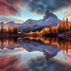 Canvas Print Spiegelnde Berge im Sonnenaufgang