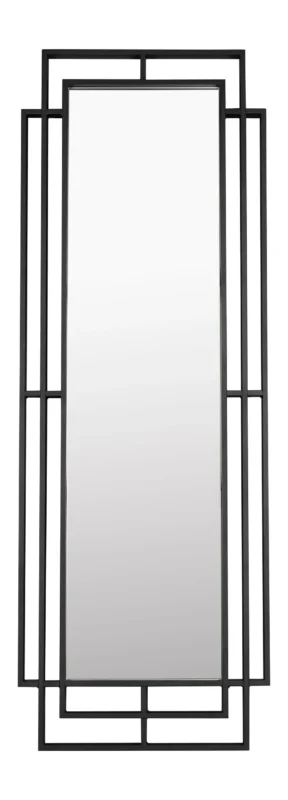 Standspiegel Ramsey mit schwarzem geometrischem Rahmen in Art-Déco-Optik, Gesamtansicht.