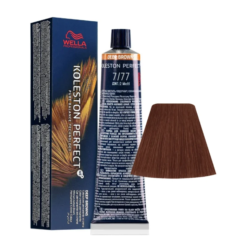 Wella Koleston Perfect Me+ Deep Browns 7/77 Biondo Medio Sabbia Intenso 60ml - colorazione permanente