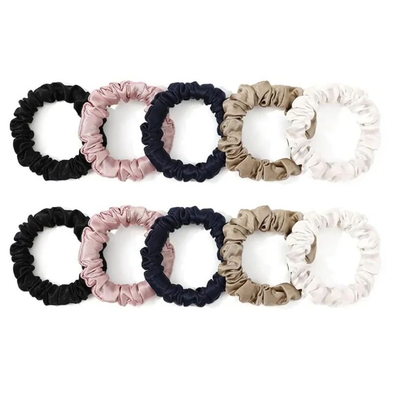 100% Seide Haargummis Damen Pferdeschwanzhalter Rosa Elfenbein 10er