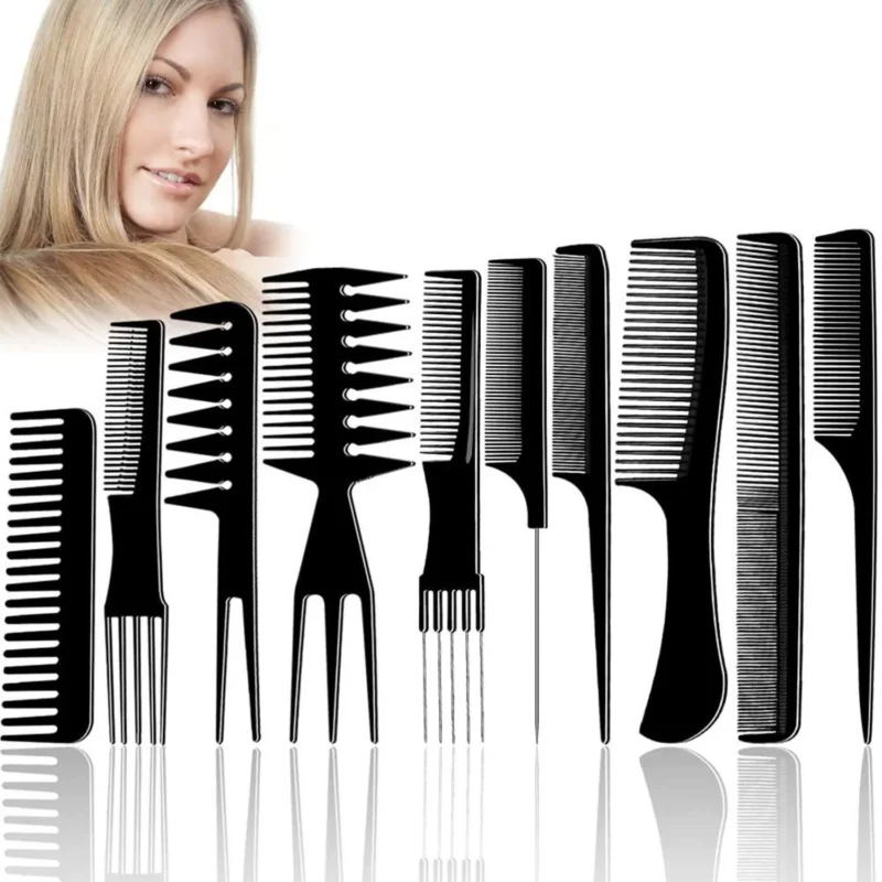 10-teiliges Profi Herrenkamm Set Antistatisch - Salon Haarkamm für