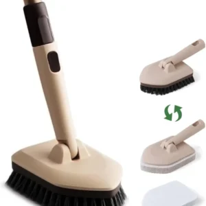 2-in-1 Badewannenbürste mit Stiel 127cm, steife Borsten & Schwammpads