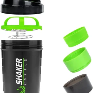 Protein Shaker 500ml mit Edelstahl-Kugel, auslaufsicher, grün