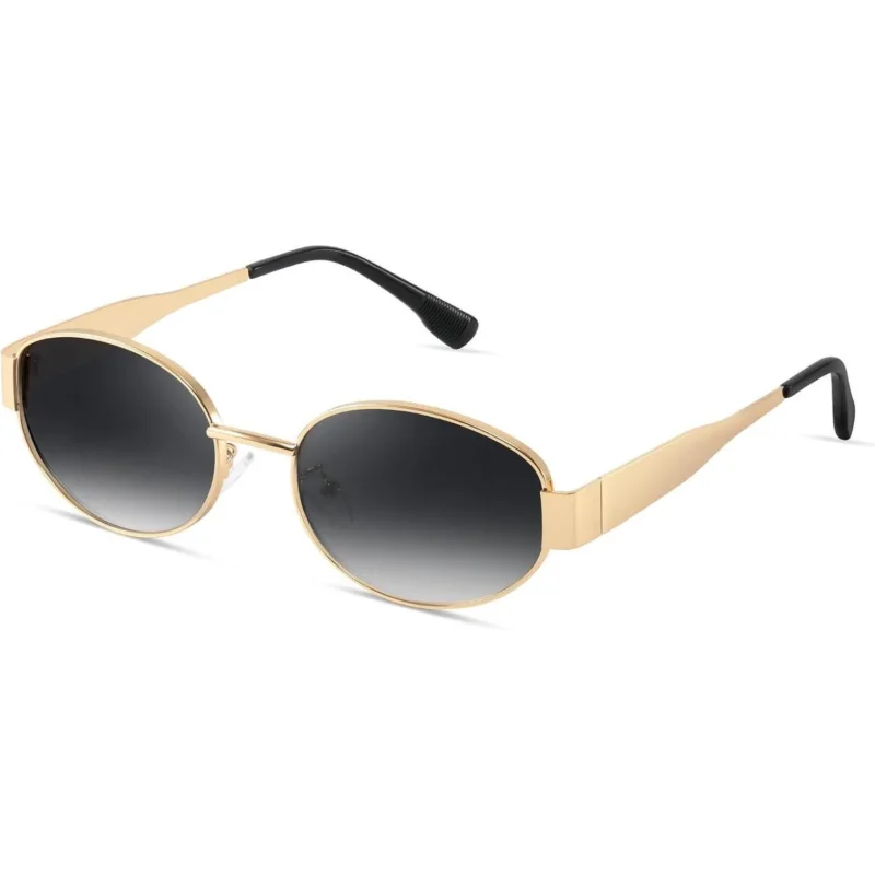 Polarisierte Gold Oval Sonnenbrille Damen Retro UV400 Schutz