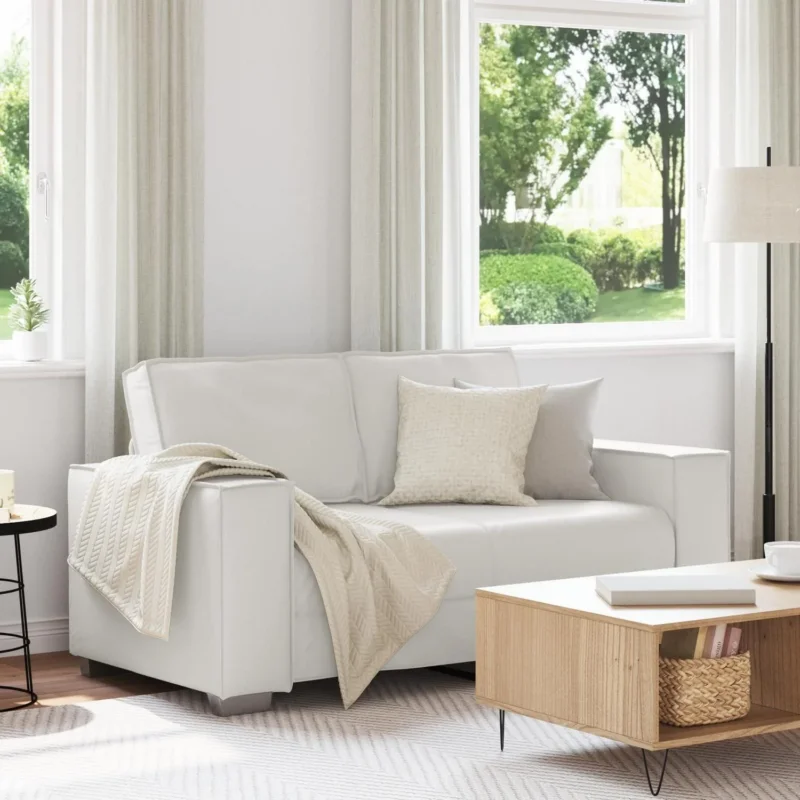 2-Sitzer Sofa Weiß – Werkzeugfrei, Kunstleder, 120 cm