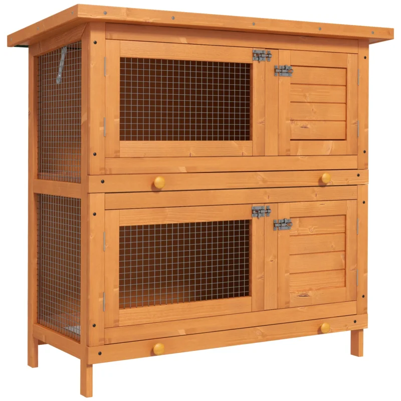 easycomfort easycomfort gabbia per conigli conigliera da esterno in legno di abete 90x45x90cm