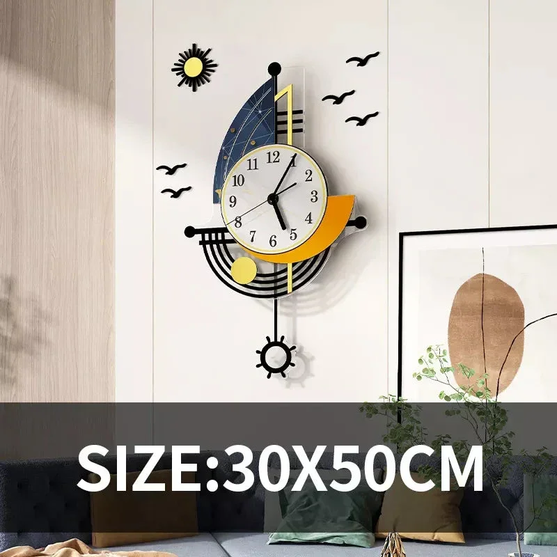 Brehn | Dekorative Wanduhr Navigation Segelboot Kreatives Design Uhr Innenuhr Dekoration Wohnzimmer Hintergrund Wanddeko