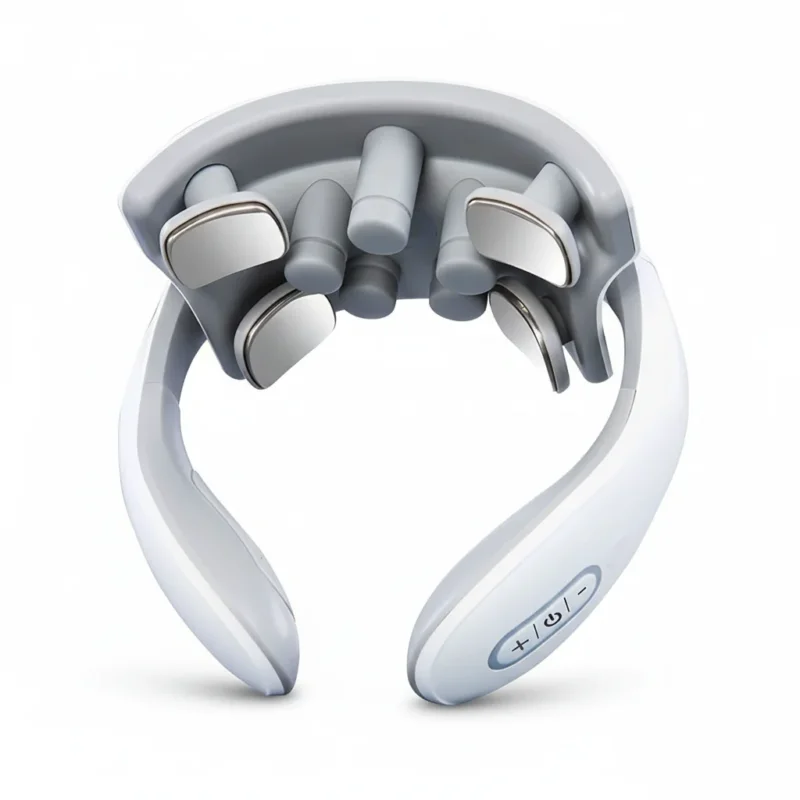 Brehn | Intelligenter Nackenmassager mit Wärmefunktion | 4D-Tiefengewebe-Triggerpunkt-Massage | TENS-Mikrostrom-Technologie | 15 Intensitätsstufen | Sprachansage & USB-Ladeanschluss | Weiß