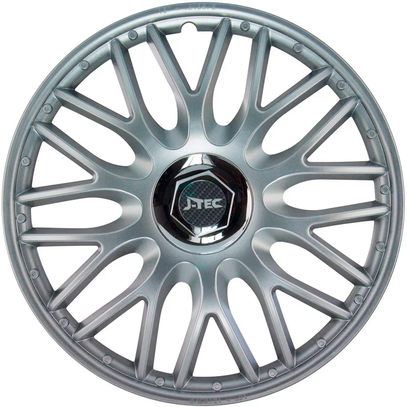 J-Tec, Satz Radzierblenden Orden R 14-Zoll Silber + Chrom Ringe, ABS, Chrom, Silber