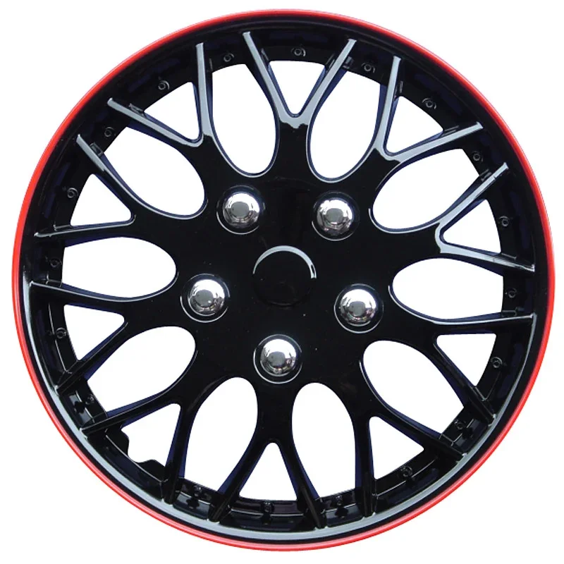 AutoStyle, Radkappen, 4 Stück, 16 Zoll, Schwarz/Roter Rand