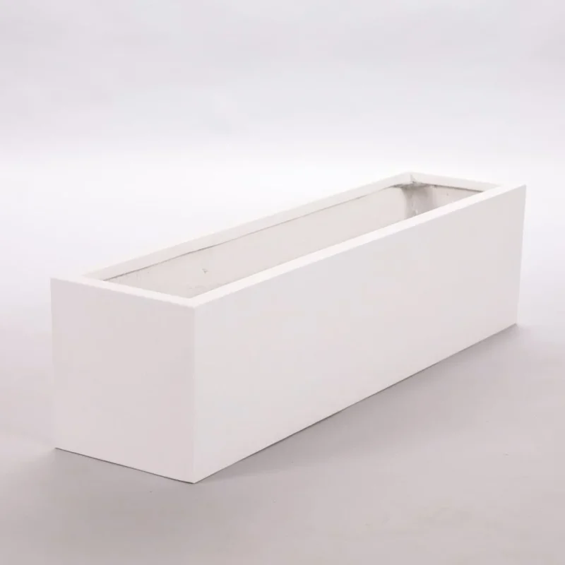 Elegant Einrichten | Pflanzkübel | Fiberglas | rechteckig | 100x25x25cm | perlmuttweiß