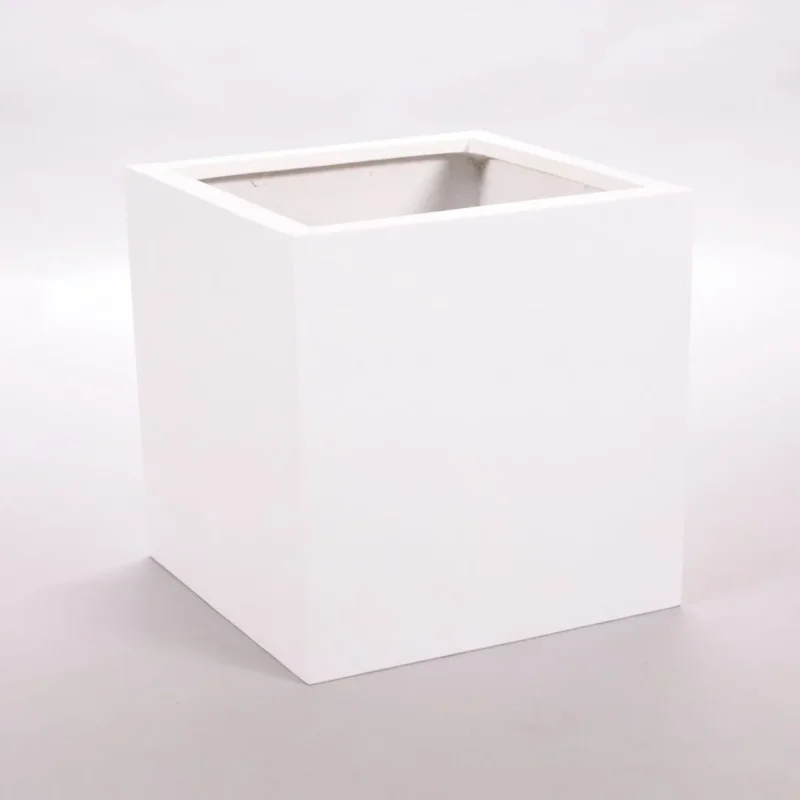 Elegant Einrichten | Pflanzkübel | Fiberglas | quadratisch | 50x50x50cm | perlmutt weiß.