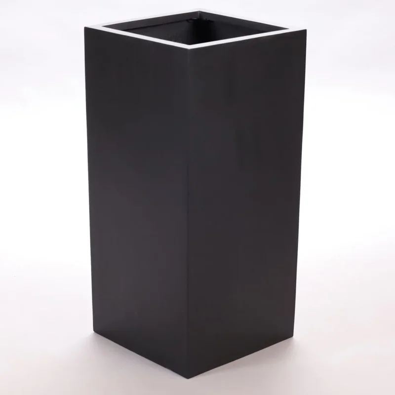 Elegant Einrichten | Pflanzkübel | Fiberglas | säule | 38x38x80cm | elegant schwarz-matt.