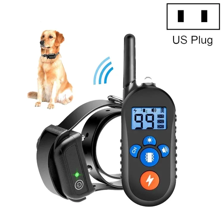 Sandsberg | 800m Fernbedienung Elektrischer Schock Hunde Trainingsgerät Vibration Warnung Haustierbedarf Elektronisches Wasserdichtes Halsband, Stil:556-1(US Stecker)