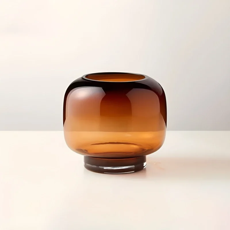 Glasvase handgeKarnzasen – minimalistisch und dekorativ | transparenter Entwurf für Karnzumen, Hydrokultur und moderne Wohnräume in Amber | Karnz