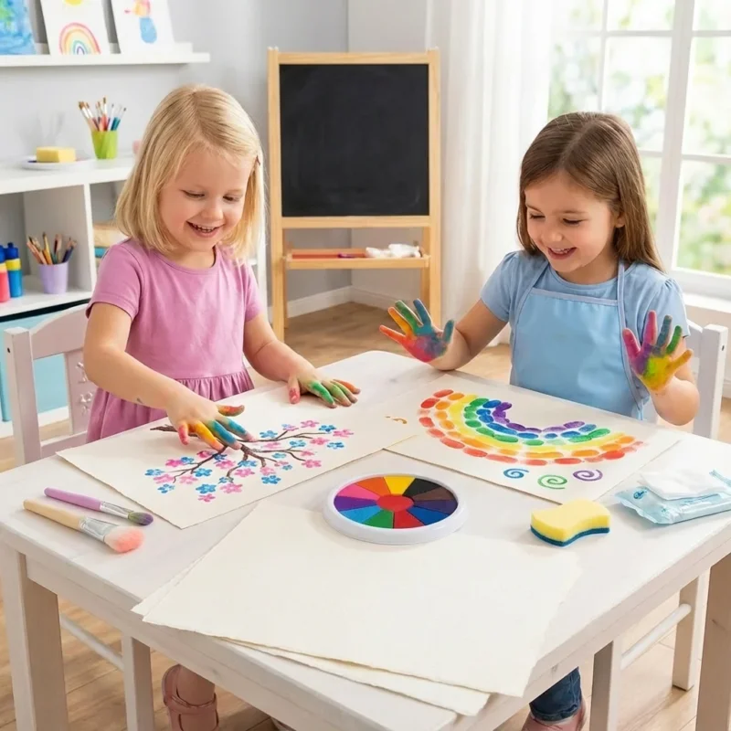 Set mit Fingerfarben für kreative Kinder