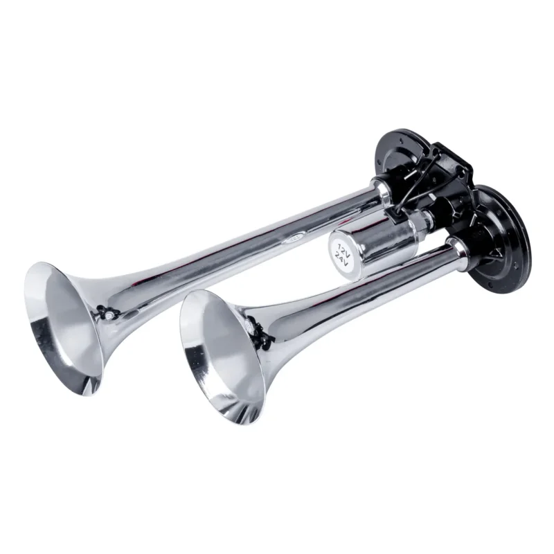 AMiO AMiO Dubbele Trompet Treinhoorn / Luchthoorn 12 - 24V 115dB - Trein hoorn Claxon (Excl. Compressor) Zilver AMiO 1
