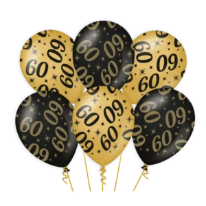 Ballonnen 60 Jaar Goud Zwart 30cm 6st van Paper Dreams koop je bij Partywinkel