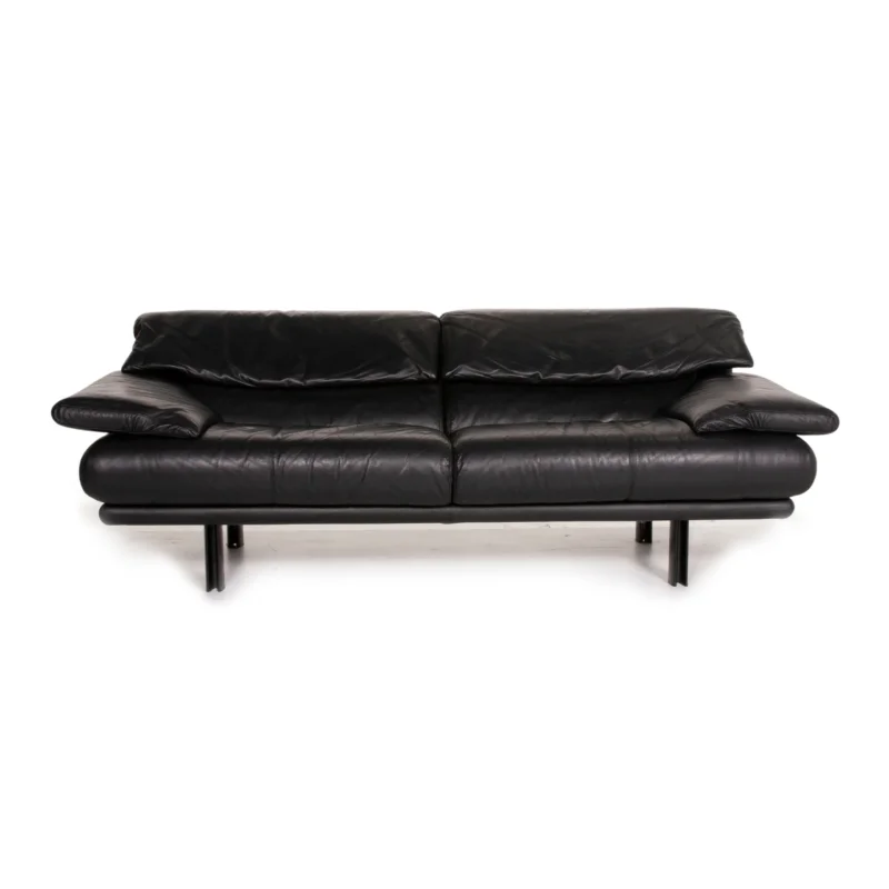 B&B Italia Alanda Leder Sofa Schwarz Dreisitzer Funktion Couch
