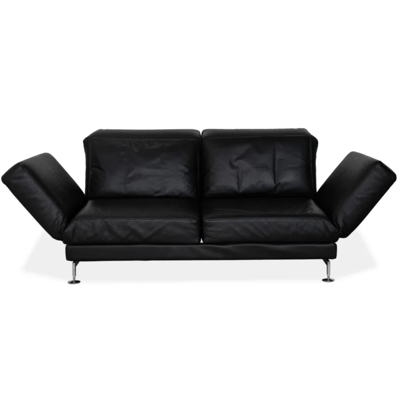 BrĂĽhl Moule Zweisitzer Schwarz Leder manuelle Funktion Sofa Couch