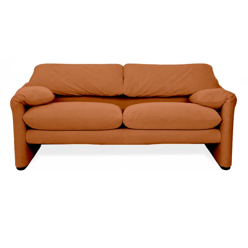 Cassina Maralunga Stoff Zweisitzer Braun Orange Sofa Couch Neubezug Manuelle Funktion