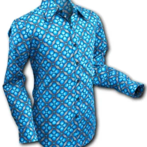 Chenaski Herren Dotsgrid 70's Hemd Petrol