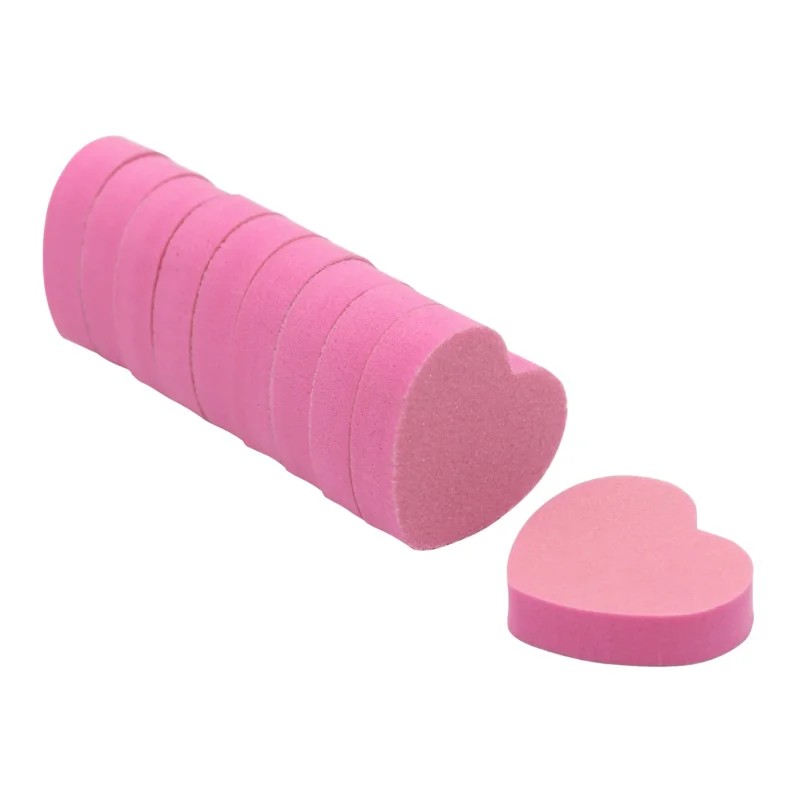 Daily Charme Pink Heart Shape Sponge Nail Buffer 10pcs Set