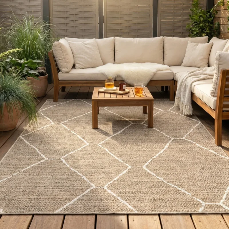 Jute Outdoor Rug - Fora Lines Natural