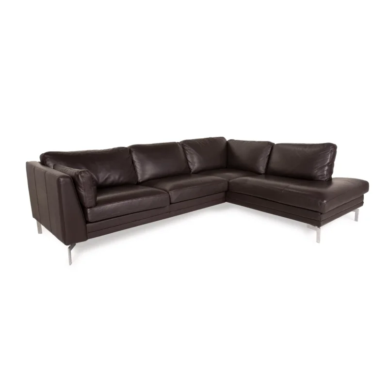 Furninova Leder Sofa Dunkelbraun Ecksofa Couch