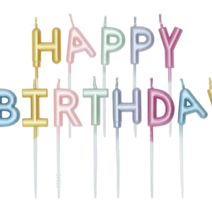 Gekleurde Kaarsen Happy Birthday Pastel van WeFiesta koop je bij Partywinkel