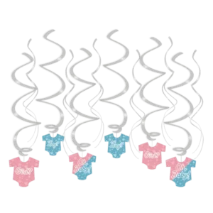 Hangdecoratie Gender Reveal 14cm 12st van Paper Dreams koop je bij Partywinkel