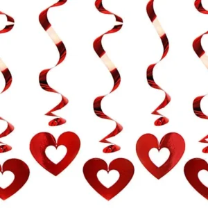 Hangdecoratie Hartjes Rood 60cm 5st van Partydeco koop je bij Partywinkel