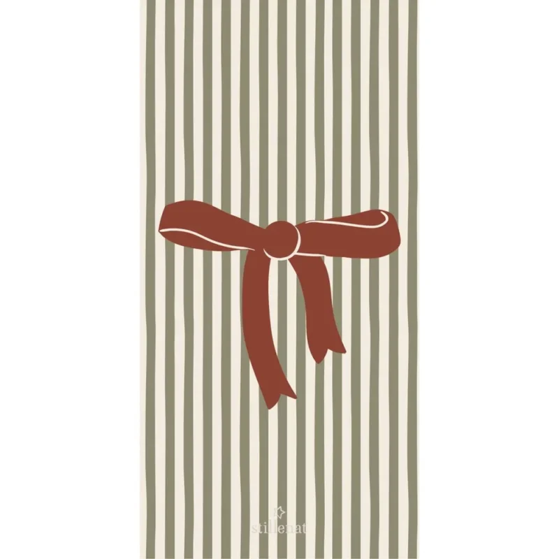 Ib Laursen Serviette Streifen Schleife 10x20 cm Grün