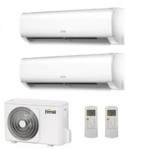 climatizzatore condizionatore ferroli dual split inverter serie ambra m 7_9 con 14 2 r 32 wi fi integrato 7000_9000 novita