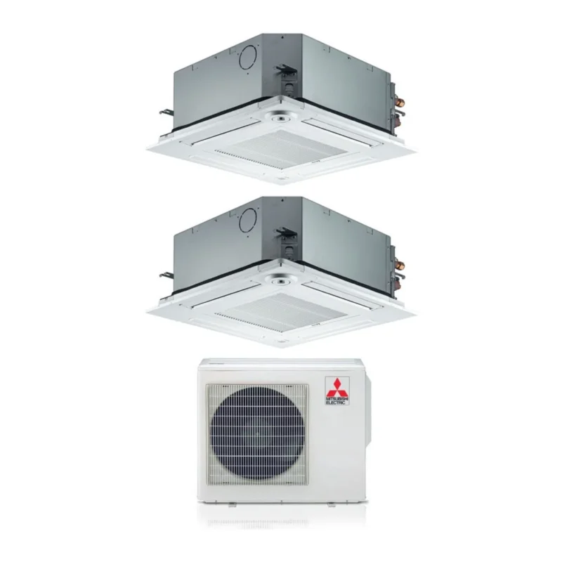 climatizzatore condizionatore mitsubishi electric dual split inverter a cassetta 60x60 slz m 12_12 con mxz 2f53vf r 32 wi fi optional 12000_12000