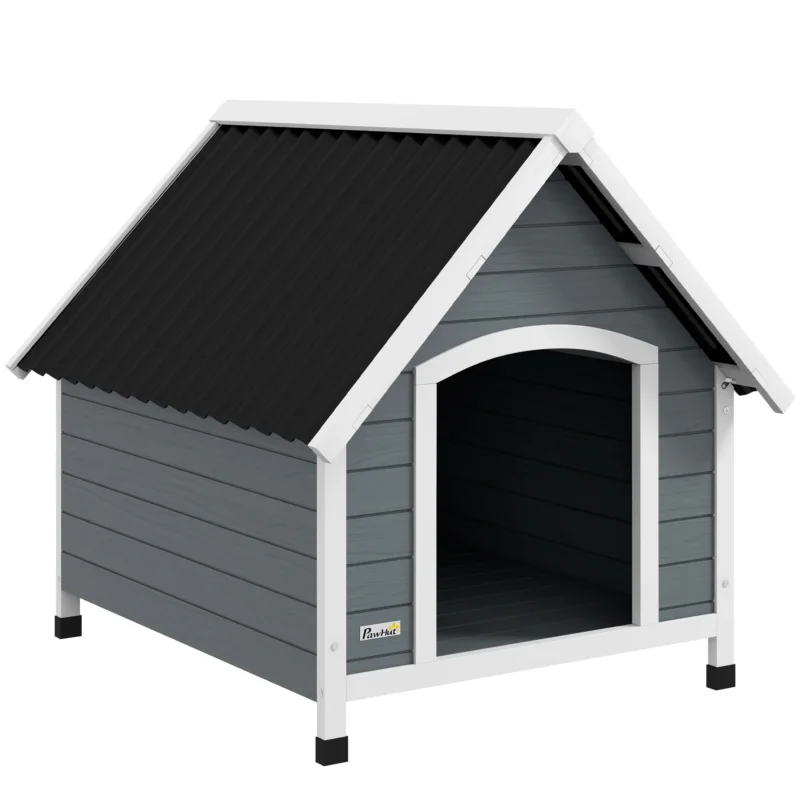 easycomfort easycomfort cuccia per cani in legno da esterno casetta per cani grandi con pavimento rimovibile 84x99x87cm grigio