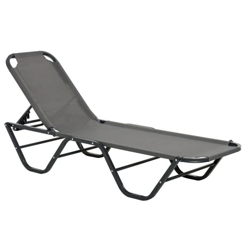 easycomfort easycomfort lettino prendisole in alluminio con schienale reclinabile a 5 livelli 163x58 5x91cm grigio